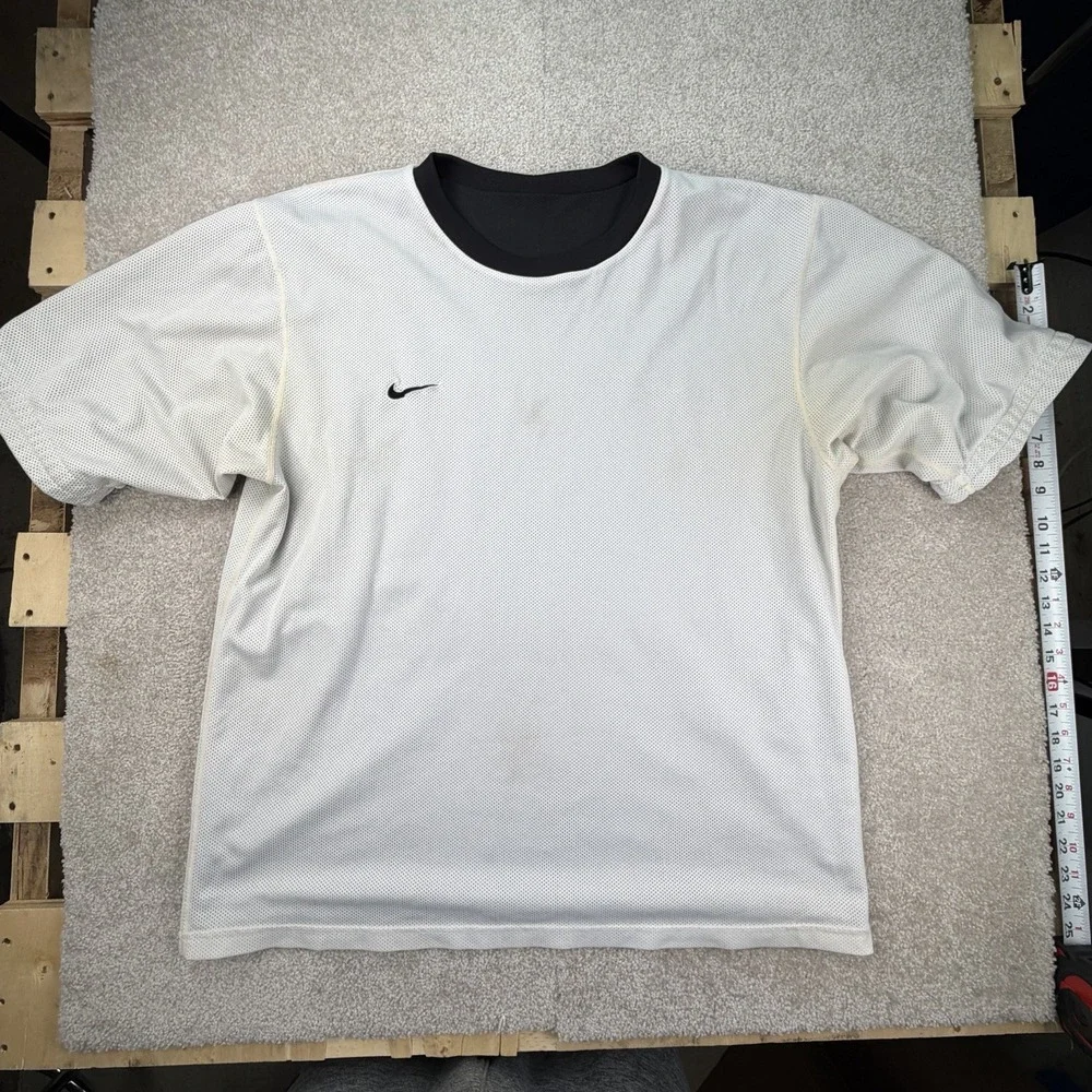 Vintage Y2K Nike Reversible Mesh Basketball Shirt Black white swoosh Size XL 90s
